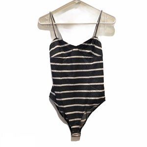 Forever 21 Bodysuit Black & White Striped Medium
